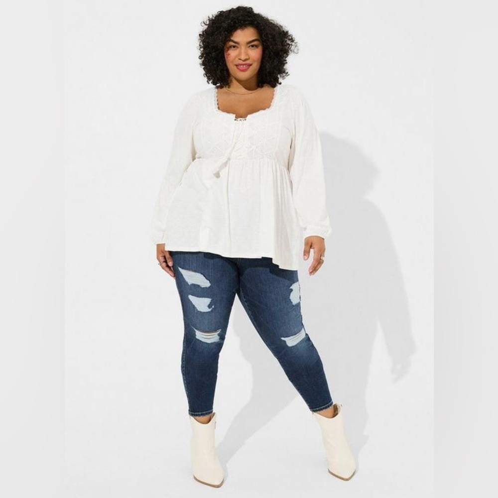 Torrid NWT 3x Super Soft Slub Sweetheart Lace Up Peplum Top